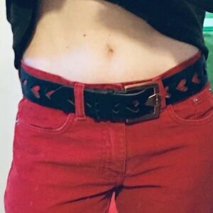 🖤Genuine Leather Black Belt w Rose Gold Heart-shaped buckle Ted Baker